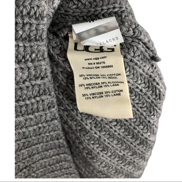 🆕 UGG Ceanne Heather Gray Chunky Knit Turtleneck Sweater w/ Side Bow Details - Picture 9 of 11